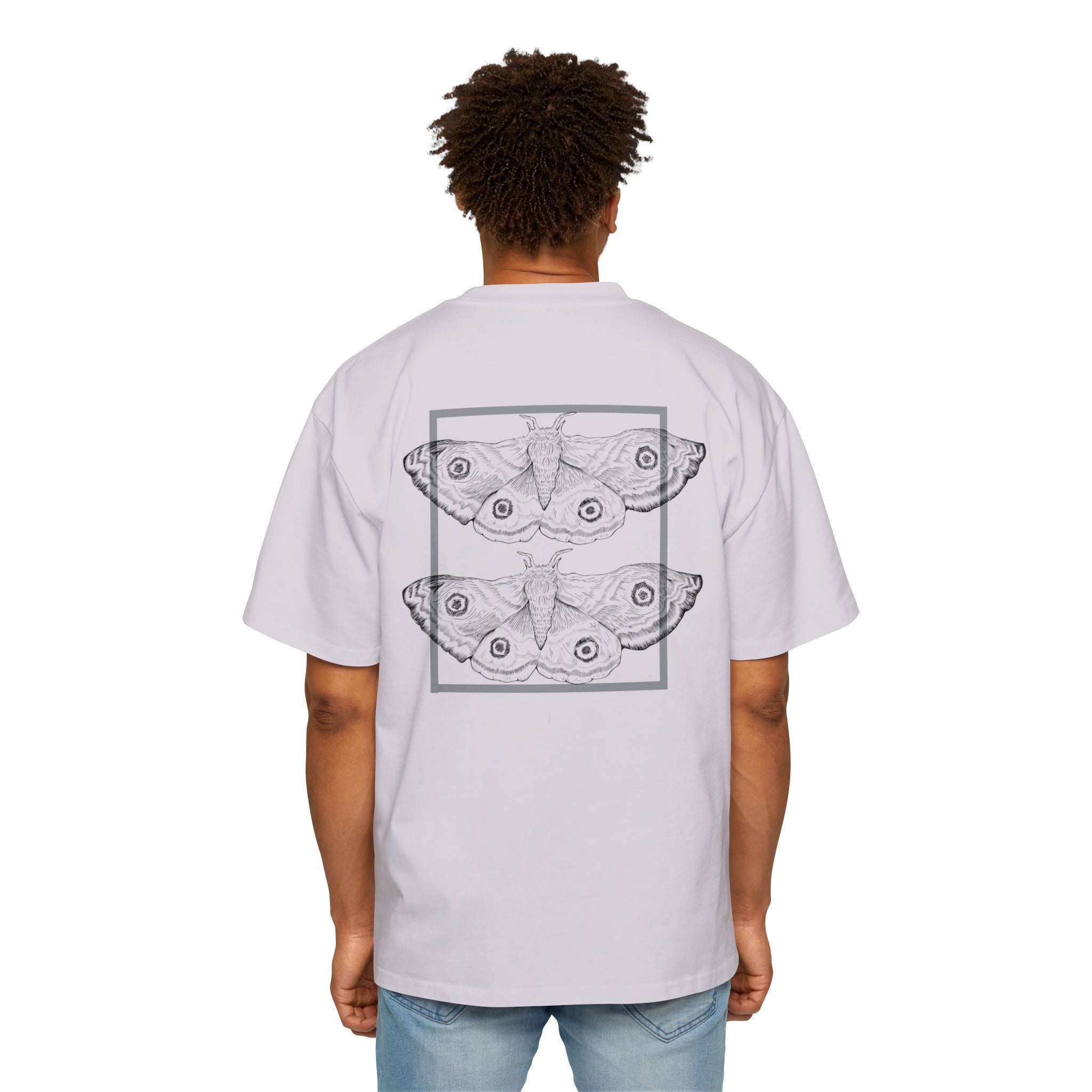 Hand-Drawn Moth Oversized Tee | Minimalist Nature Graphic Shirt