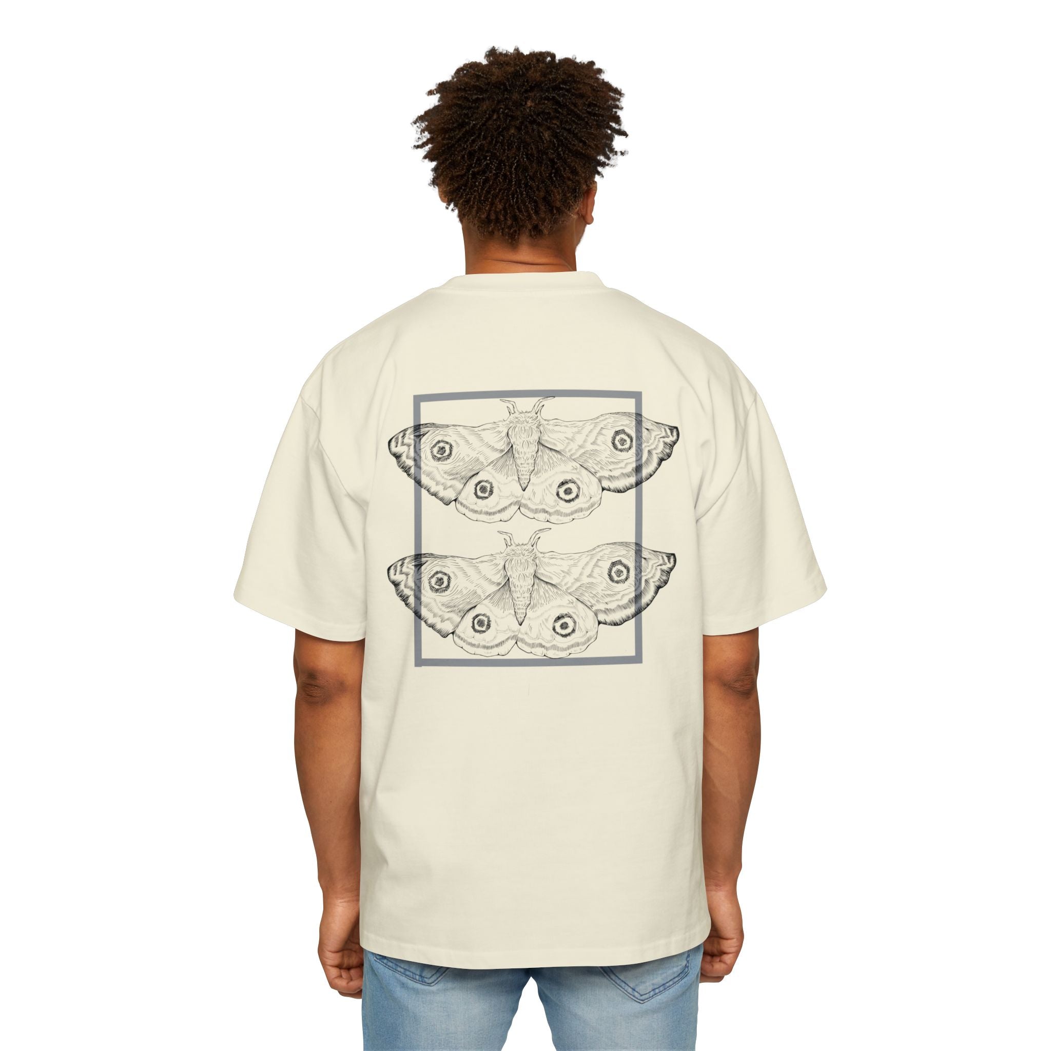 Hand-Drawn Moth Oversized Tee | Minimalist Nature Graphic Shirt