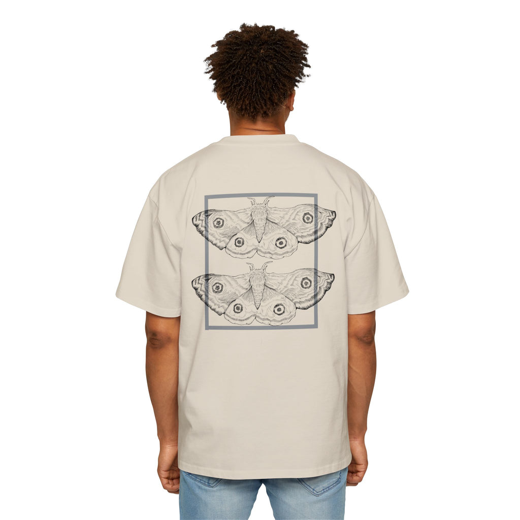 Hand-Drawn Moth Oversized Tee | Minimalist Nature Graphic Shirt