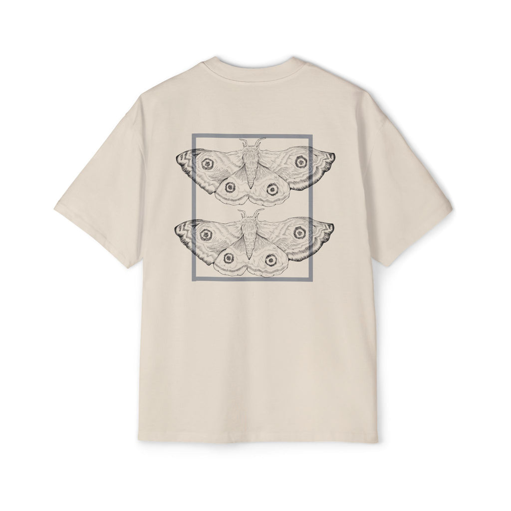Hand-Drawn Moth Oversized Tee | Minimalist Nature Graphic Shirt