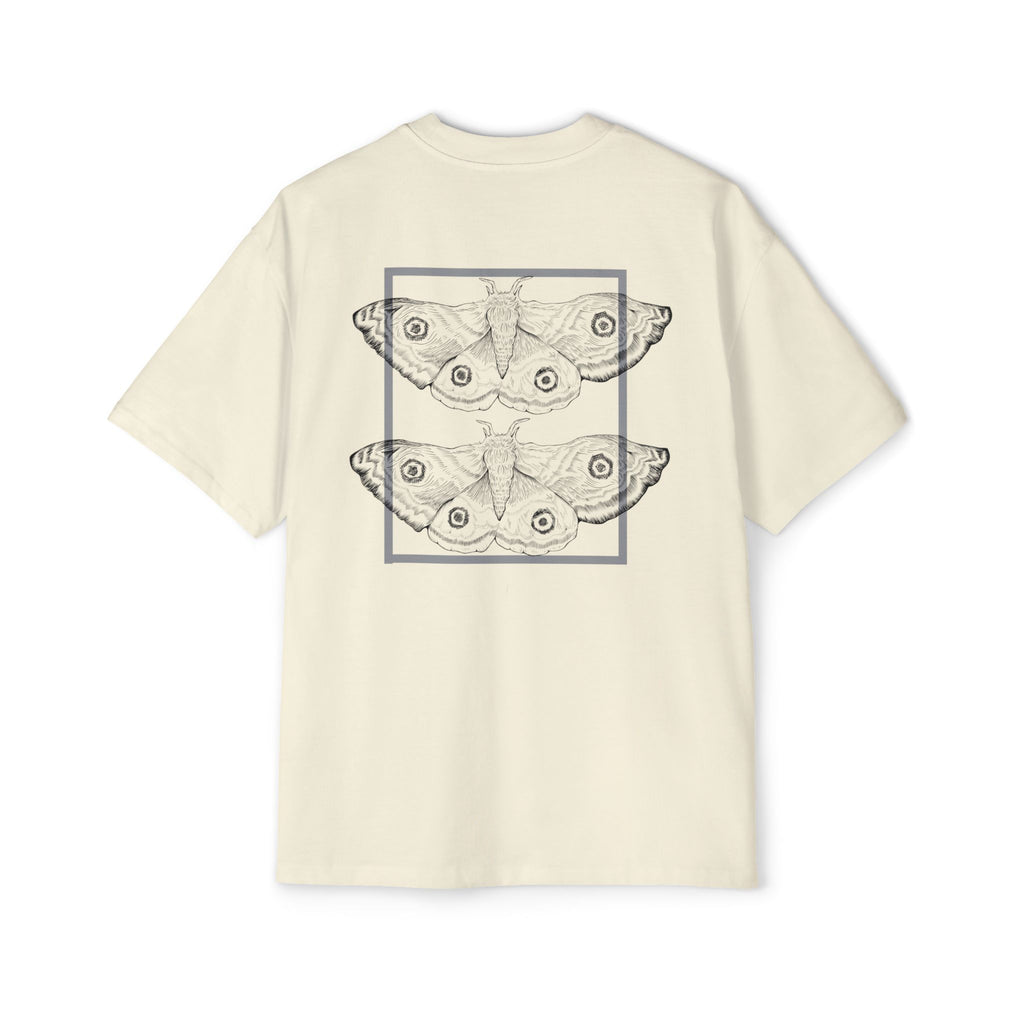 Hand-Drawn Moth Oversized Tee | Minimalist Nature Graphic Shirt